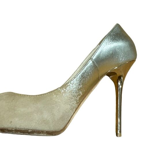 Jimmy Choo Abel Degradé Metallic Gold Tan Beige Suede Pointed Toe Stiletto Pumps - Picture 10 of 15
